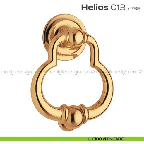 Battente per porta 013 Helios Reguitti con rosetta artistica ø 72 mm lucido verniciato