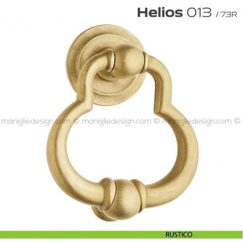 Battente per porta 013 Helios Reguitti con rosetta artistica ø 72 mm rustico