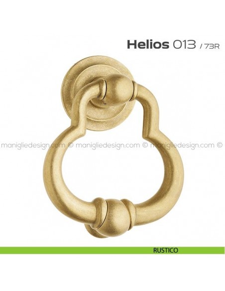 Battente per porta 013 Helios Reguitti con rosetta artistica ø 72 mm rustico
