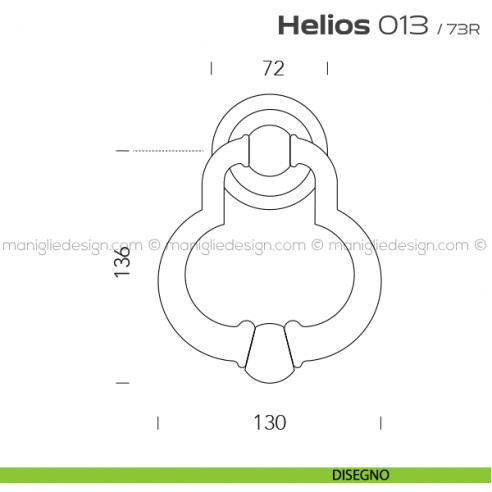 Battente per porta 013 Helios Reguitti con rosetta artistica ø 72 mm disegno