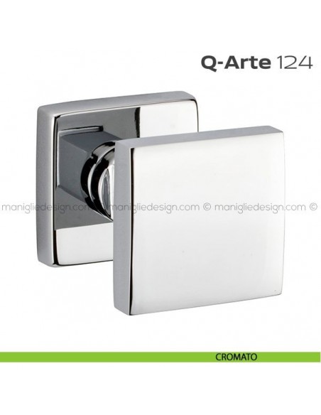 Pomolo per porta girevole 124 Q-Arte Reguitti con rosetta quadrata cromato