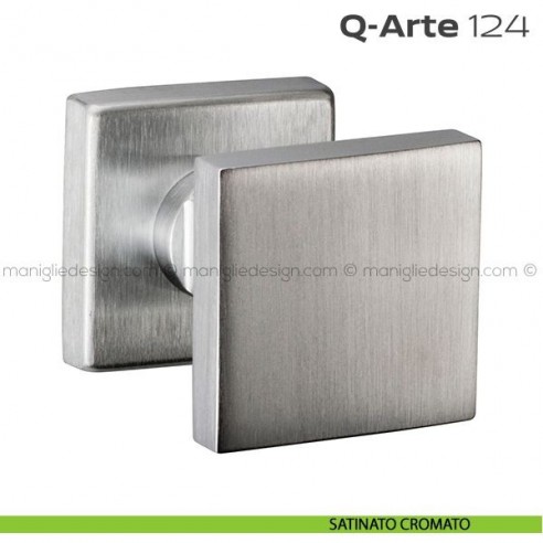 Pomolo per porta girevole 124 Q-Arte Reguitti con rosetta quadrata satinato cromato