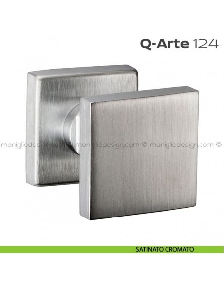 Pomolo per porta girevole 124 Q-Arte Reguitti con rosetta quadrata satinato cromato
