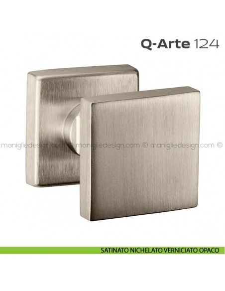 Pomolo per porta girevole 124 Q-Arte Reguitti con rosetta quadrata satinato nichelato verniciato opaco