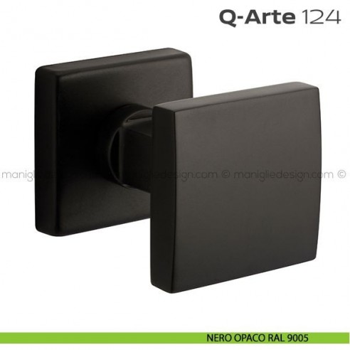 Pomolo per porta girevole 124 Q-Arte Reguitti con rosetta quadrata nero opaco RAL 9005