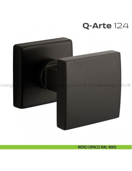 Pomolo per porta girevole 124 Q-Arte Reguitti con rosetta quadrata nero opaco RAL 9005