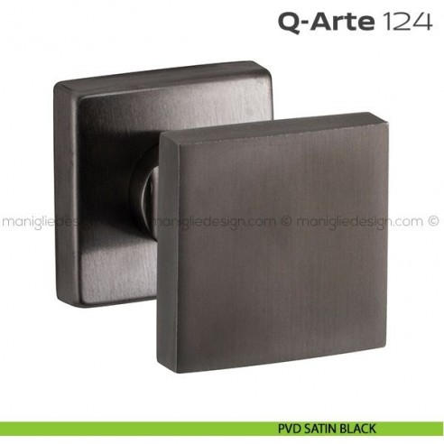 Pomolo per porta girevole 124 Q-Arte Reguitti con rosetta quadrata PVD satin black