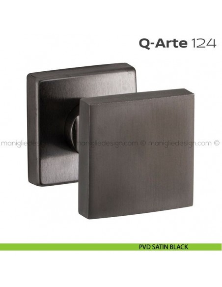 Pomolo per porta girevole 124 Q-Arte Reguitti con rosetta quadrata PVD satin black