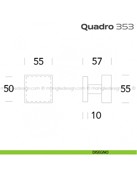 Pomolo per porta fisso 353 Quadro Reguitti disegno