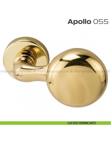 Pomolo per porta fisso 055 Apollo Reguitti con rosetta tonda a pressione lucido verniciato