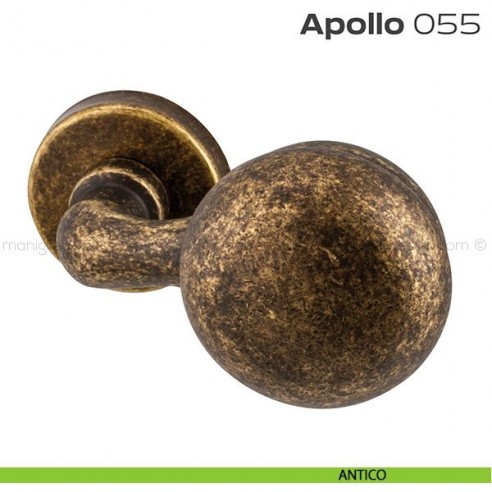 Pomolo per porta girevole 055 Apollo Reguitti con rosetta tonda a pressione antico