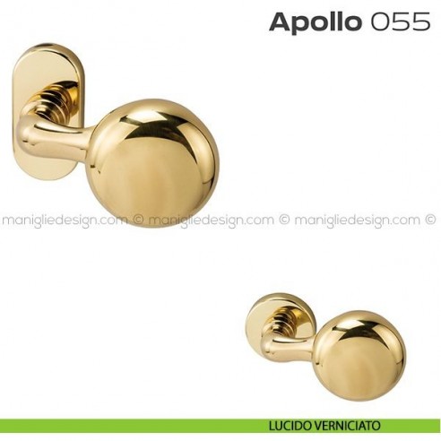 Pomolo per porta fisso 055 Apollo Reguitti con rosetta ovale a pressione lucido verniciato