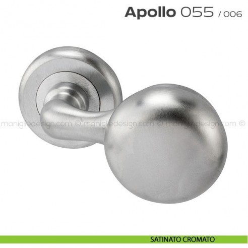 Pomolo per porta girevole 055 Apollo Reguitti con rosetta tonda ad avvitare satinato cromato