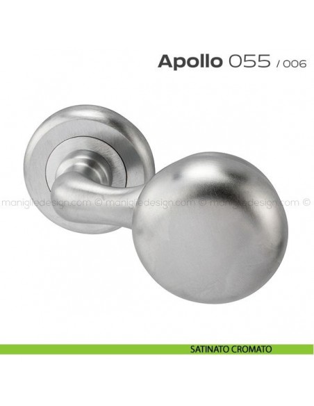 Pomolo per porta girevole 055 Apollo Reguitti con rosetta tonda ad avvitare satinato cromato