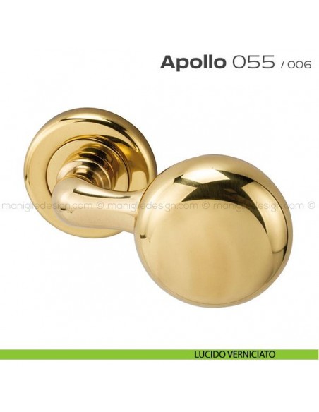 Pomolo per porta girevole 055 Apollo Reguitti con rosetta tonda ad avvitare lucido verniciato