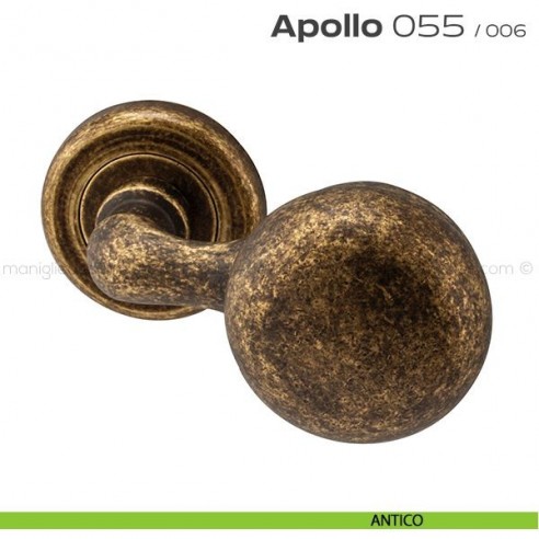 Pomolo per porta girevole 055 Apollo Reguitti con rosetta tonda ad avvitare antico