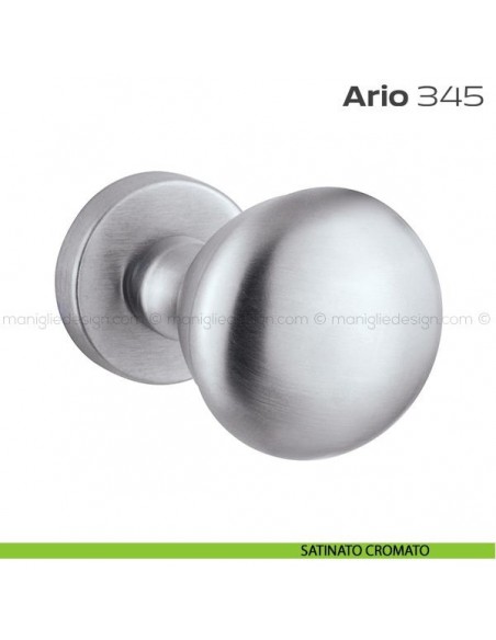 Pomolo per porta fisso 345 Ario Reguitti con rosetta tonda satinato cromato