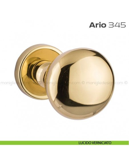 Pomolo per porta fisso 345 Ario Reguitti con rosetta tonda lucido verniciato