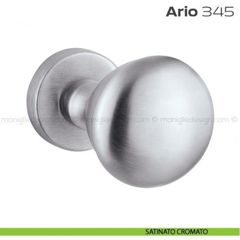 Pomolo per porta girevole 345 Ario Reguitti con rosetta tonda satinato cromato