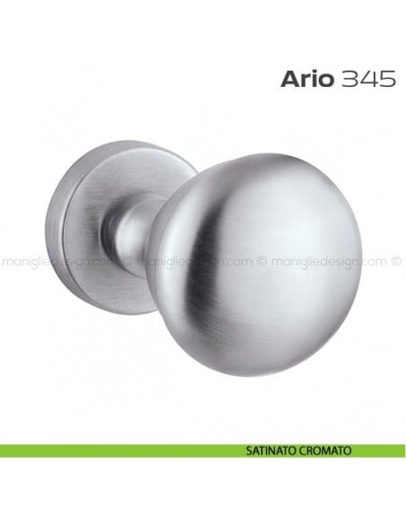 Pomolo per porta girevole 345 Ario Reguitti con rosetta tonda satinato cromato