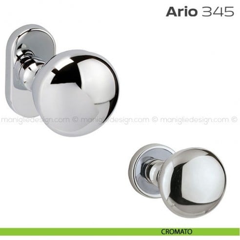 Pomolo per porta fisso 345 Ario Reguitti con rosetta ovale cromato