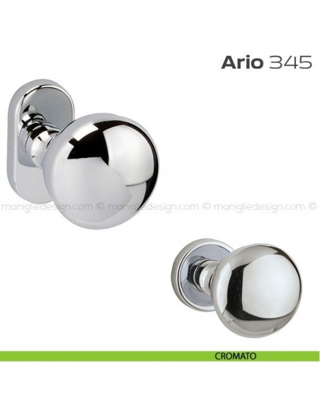 Pomolo per porta fisso 345 Ario Reguitti con rosetta ovale cromato