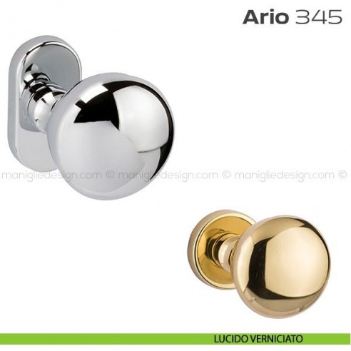 Pomolo per porta fisso 345 Ario Reguitti con rosetta ovale lucido verniciato