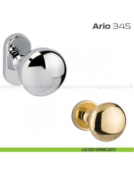 Pomolo per porta fisso 345 Ario Reguitti con rosetta ovale lucido verniciato