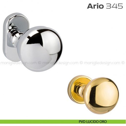 Pomolo per porta fisso 345 Ario Reguitti con rosetta ovale PVD lucido oro