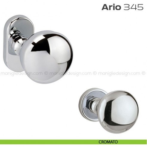 Pomolo per porta girevole 345 Ario Reguitti con rosetta ovale cromato