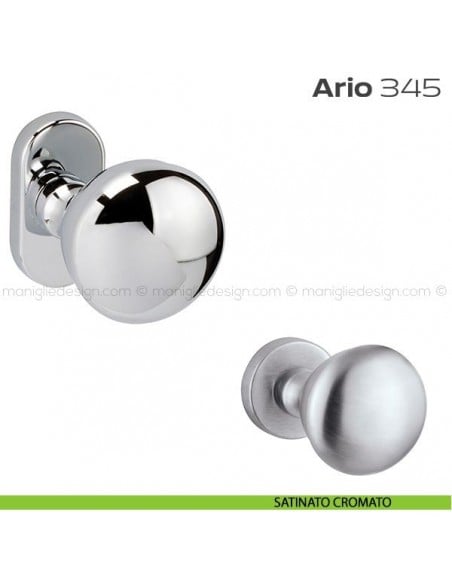 Pomolo per porta girevole 345 Ario Reguitti con rosetta ovale satinato cromato