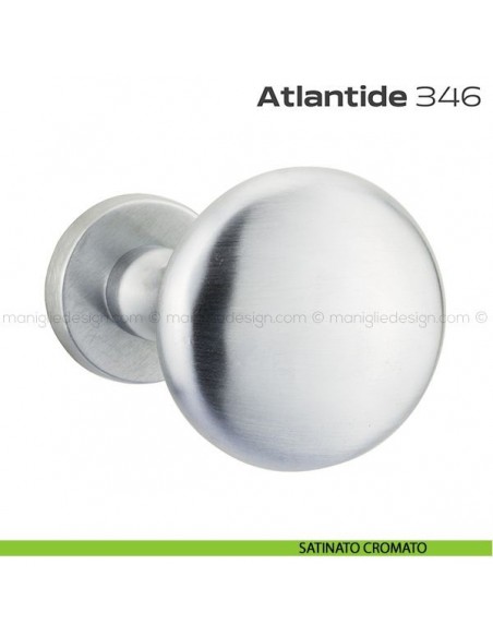 Pomolo per porta fisso 346 Atlantide Reguitti con rosetta tonda satinato cromato