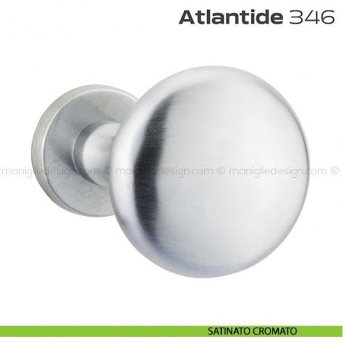 Pomolo per porta girevole 346 Atlantide Reguitti con rosetta tonda satinato cromato