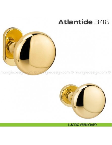 Pomolo per porta fisso 346 Atlantide Reguitti con rosetta ovale lucido verniciato