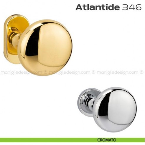 Pomolo per porta fisso 346 Atlantide Reguitti con rosetta ovale cromato