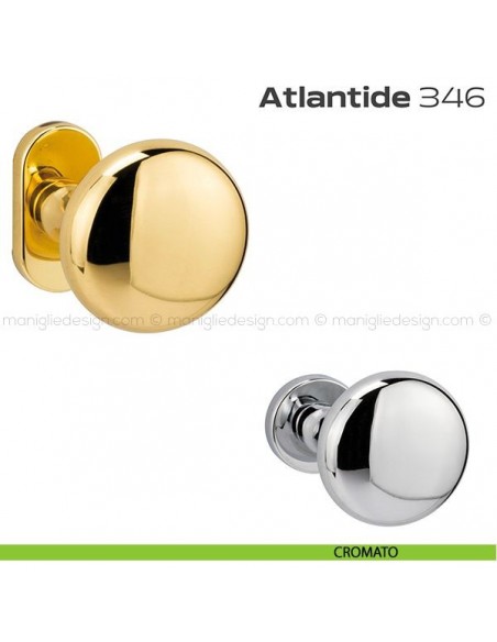 Pomolo per porta fisso 346 Atlantide Reguitti con rosetta ovale cromato