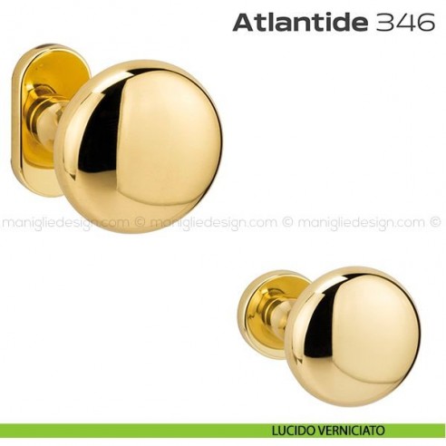 Pomolo per porta girevole 346 Atlantide Reguitti con rosetta ovale lucido verniciato