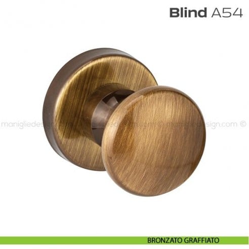 Pomolo per porta fisso A54 Blind Reguitti con rosetta tonda bronzato graffiato