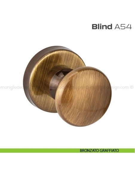 Pomolo per porta girevole A54 Blind Reguitti con rosetta tonda bronzato graffiato