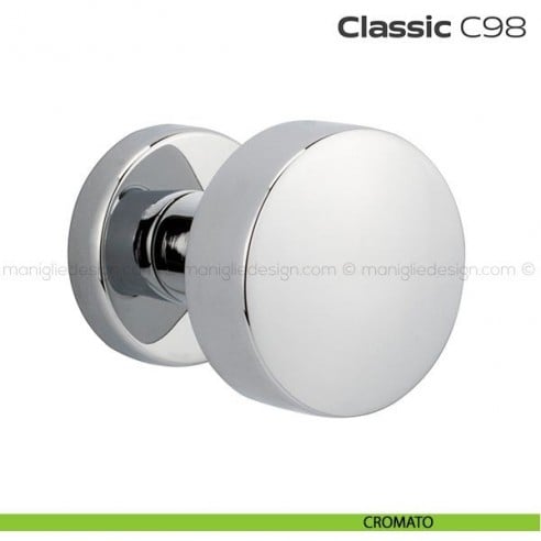 Pomolo per porta fisso C98 Classic Reguitti con rosetta tonda cromato