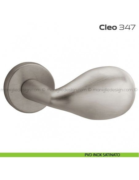 Pomolo per porta fisso 347 Cleo Reguitti con rosetta tonda PVD inox satinato