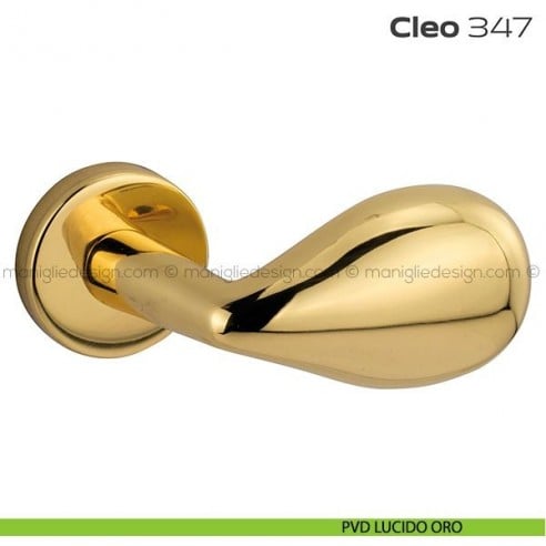 Pomolo per porta fisso 347 Cleo Reguitti con rosetta tonda PVD lucido oro