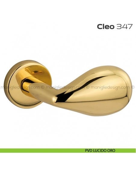 Pomolo per porta fisso 347 Cleo Reguitti con rosetta tonda PVD lucido oro