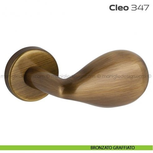Pomolo per porta fisso 347 Cleo Reguitti con rosetta tonda bronzato graffiato