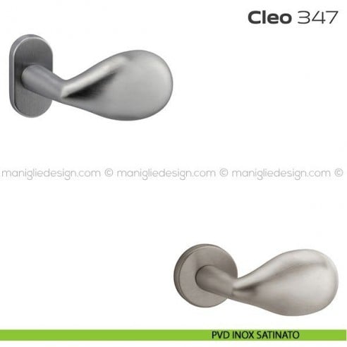 Pomolo per porta fisso 347 Cleo Reguitti con rosetta ovale PVD inox satinato
