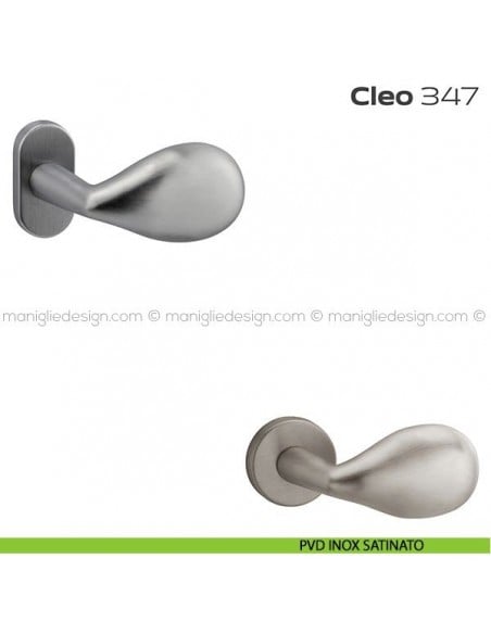 Pomolo per porta fisso 347 Cleo Reguitti con rosetta ovale PVD inox satinato