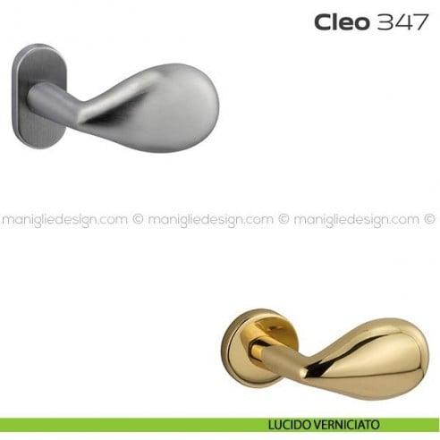 Pomolo per porta fisso 347 Cleo Reguitti con rosetta ovale lucido verniciato