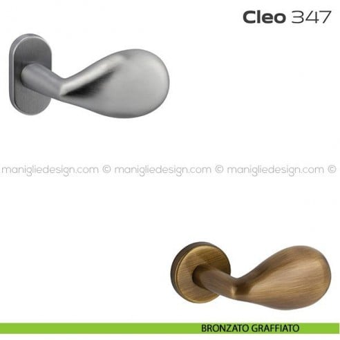 Pomolo per porta fisso 347 Cleo Reguitti con rosetta ovale bronzato graffiato