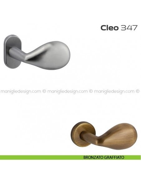Pomolo per porta fisso 347 Cleo Reguitti con rosetta ovale bronzato graffiato