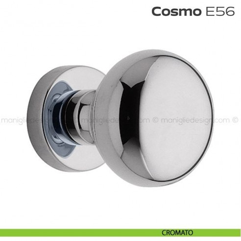 Pomolo per porta fisso E56 Cosmo Reguitti diametro 55 mm rosetta tonda a pressione cromato